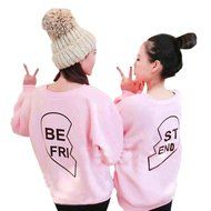 AIMTOPPY Fashion Women Letter Print Long Sleeve Hooded Sweater Top Blouse Sister Shirt (S, A(BE FRI ))