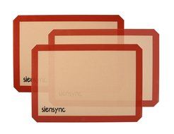 Siensync Silicone Baking Mat - 3 Set of 11.5 x16.4 Inch Half Sheet Calories Reduce Cookie Mat, Non-Stick Heat...