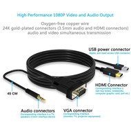 VAlinks Active HDMI Male to VGA Male D-SUB 15 Pin M/M Video Converter Cable Adapter Support Full 1080P Convert... N9