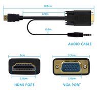VAlinks Active HDMI Male to VGA Male D-SUB 15 Pin M/M Video Converter Cable Adapter Support Full 1080P Convert... N22
