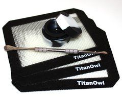 3 Silicone Mat Platinum Cured + Non-stick Jar + TitanOwl Carving Tool , Pad with Black corners 5.5&quot; x 4.5&quot;
