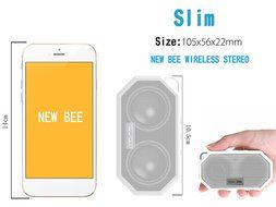 Wireless Speaker, Portable Pocket Waterproof Shockproof Speaker with Mic by New Bee (White) N5