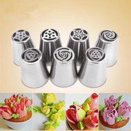7Pcs Russian Tulip Flower Cake Icing Piping Nozzles Decorating Tips Baking Tools