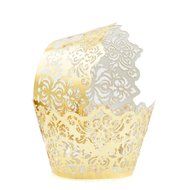 25 Cupcake Wrappers Decorative Liners for Cupcakes &amp; Muffins, Decorating Party Supplies (25, Metallic Gold)