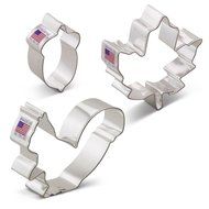 Autumn / Fall / Thanksgiving Cookie Cutter Set - 3 Piece - Maple Leaf, Squirrel and Acorn - Ann Clark - US Tin...