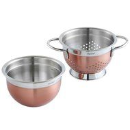 VonShef Premium 2pc Copper Stainless Steel Colander and 7 inch Mixing Bowl Set
