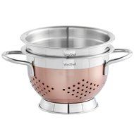 VonShef Premium 2pc Copper Stainless Steel Colander and 7 inch Mixing Bowl Set N4