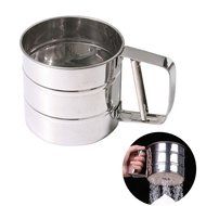 Chengor Baking Stainless Steel Shaker Sieve Cup Mesh Crank Flour Sifter with Measuring Scale Mark for Flour Icing...