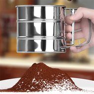 Chengor Baking Stainless Steel Shaker Sieve Cup Mesh Crank Flour Sifter with Measuring Scale Mark for Flour Icing... N5