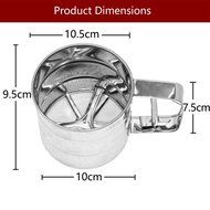 Chengor Baking Stainless Steel Shaker Sieve Cup Mesh Crank Flour Sifter with Measuring Scale Mark for Flour Icing... N6