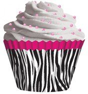Cupcake Creations Pink Zebra Cupcake Holders, 2-Inch, 32 Count