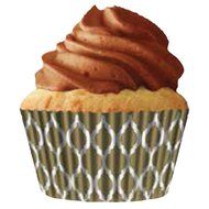 Quarterfold &amp; Dots Premium Greaseproof Cupcake Liners No Muffin Pan Needed Cupcakes Papers 64 Count - Gold, White N5