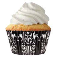 Quarterfold &amp; Dots Premium Greaseproof Cupcake Liners No Muffin Pan Needed Cupcakes Papers 64 Count - Gold, White N17