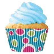 Quarterfold &amp; Dots Premium Greaseproof Cupcake Liners No Muffin Pan Needed Cupcakes Papers 64 Count - Gold, White N27
