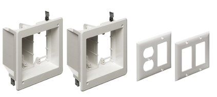 Arlington TVBU505-1 TV Box Recessed Outlet Wall Plate Kit, 2-Gang, White, 1-Pack N2