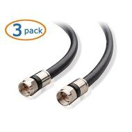 Cable Matters 3-Pack, CL2 In-Wall Rated (CM) Quad Shielded RG6 Coaxial Patch Cable in Black 3 Feet