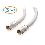 Cable Matters 3-Pack, CL2 In-Wall Rated (CM) Quad Shielded RG6 Coaxial Patch Cable in Black 3 Feet N8