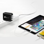 EC Technology 4A 3 port 20W USB Wall Charger with Auto IC (Foldable Plug) adapter for iPhone SE/6s/6/6 Plus, iPad... N5