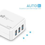 EC Technology 4A 3 port 20W USB Wall Charger with Auto IC (Foldable Plug) adapter for iPhone SE/6s/6/6 Plus, iPad... N10