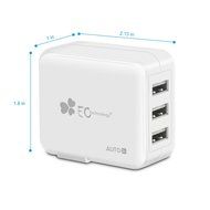 EC Technology 4A 3 port 20W USB Wall Charger with Auto IC (Foldable Plug) adapter for iPhone SE/6s/6/6 Plus, iPad... N11