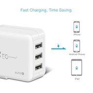 EC Technology 4A 3 port 20W USB Wall Charger with Auto IC (Foldable Plug) adapter for iPhone SE/6s/6/6 Plus, iPad... N12