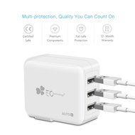 EC Technology 4A 3 port 20W USB Wall Charger with Auto IC (Foldable Plug) adapter for iPhone SE/6s/6/6 Plus, iPad... N14