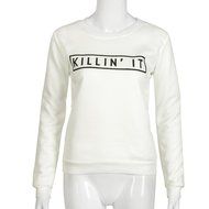 AIMTOPPY Fashion Women Letter Printed Casual Hooded Sweatshirt Hoodie Coat Outerwear Tops (XL, White)