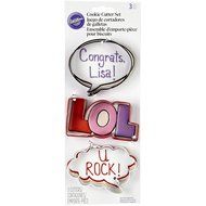 Wilton Cookie Cutter Set, LOL, Talk and Bubble, 3-Pack