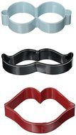 Wilton 2308-3740 3-Piece Glasses, Mustach, Lips Cookie Cutter