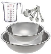 Kitchen Mission Stainless Steel Mixing Bowl Set, includes 2 Mixing Bowls, 1 Measuring Cup and Measuring Spoon...