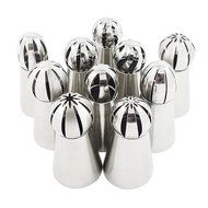 LOHOME Russian Piping Tips 16-pieces Set - 10 Spherical Pastry Nozzles [304 Stainless Steel] + 3 Reusable Couplers... N2