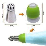 LOHOME Russian Piping Tips 16-pieces Set - 10 Spherical Pastry Nozzles [304 Stainless Steel] + 3 Reusable Couplers... N3