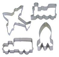 R &amp; M International Cute Set of Transportation Themed Sandwich Cutters - Includes Airplane, Train Engine, Truck...