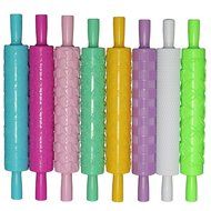 Colourful Plastic Embossed Textured Patterned Fondant Rolling Pins- Set of 8- Cake decorating Baking by Kurtzy TM