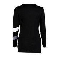 AIMTOPPY Womens Sexy Stripe Splice Long Sleeve Round Neck Pullover Blouse Tops Casual T Shirt (L, Black) N4