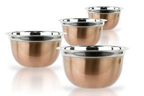 4 Pcs High Quality Stainless Steel Mixing Bowls Set - Set of 4 German Mixing Bowls Cookware Set (Copper Finish)