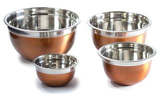 4 Pcs High Quality Stainless Steel Mixing Bowls Set - Set of 4 German Mixing Bowls Cookware Set (Copper Finish) N2