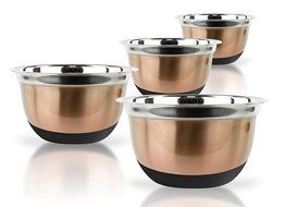 4 Pcs High Quality Stainless Steel Mixing Bowls Set - Set of 4 German Mixing Bowls Cookware Set (Copper Finish) N15