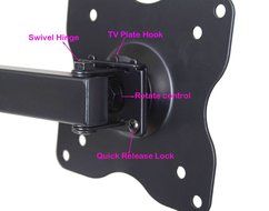 VideoSecu TV Wall Mount Monitor Bracket with Full Motion Articulating Tilt Arm 15" Extension for most 17" 19"... N3