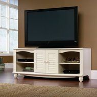 Sauder Harbor View Entertainment Credenza, Antiqued White Finish