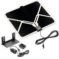 ViewTV Flat HD Digital Indoor Amplified TV Antenna - 65 Miles Range - Detachable Amplifier Signal Booster - Antenna...