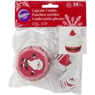 Wilton 415-2662 Christmas Secret Santa Cupcake Combo Baking Cups and Picks