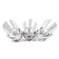 Peicees 3pcs The Torch Sphere Ball Nozzle Tips + 1pcsTri-color Coupler with 5 Pastry Icing Bags N4