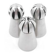 Peicees 3pcs The Torch Sphere Ball Nozzle Tips + 1pcsTri-color Coupler with 5 Pastry Icing Bags N5