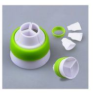 Peicees 3pcs The Torch Sphere Ball Nozzle Tips + 1pcsTri-color Coupler with 5 Pastry Icing Bags N6