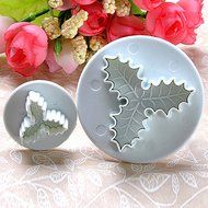 Joylive 2pcs Holly Leaf Cake Cookie Sugarcraft Fondant Decorating Plunger Cutters Mould