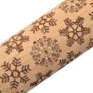 Wood Rolling Pin with Laser Engraved Snowflake Pattern for Embossed Cookies-15.5 inch by GUchina N3