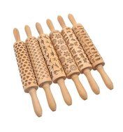 Wood Rolling Pin with Laser Engraved Snowflake Pattern for Embossed Cookies-15.5 inch by GUchina N4
