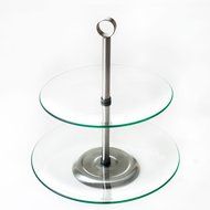 Chef Buddy 2-Tier Round Glass Buffet and Dessert Stand N2