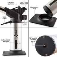 Zenware Refillable Professional Culinary Butane Torch Lighter for Cooking Welding Soldering &amp; Brazing - Gray N4
